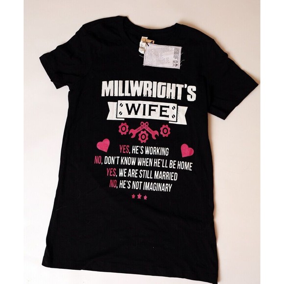 NWT-Millwright's Wife funny graphic fitted Redbubble T-shirt size medium - Picture 2 of 2